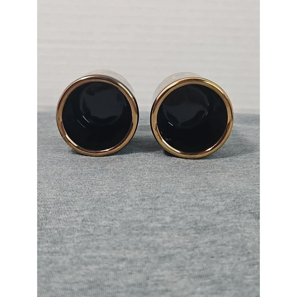 Vintage Greece Shot Glasses Black 24k Gold Set Of 2‎ Handmade